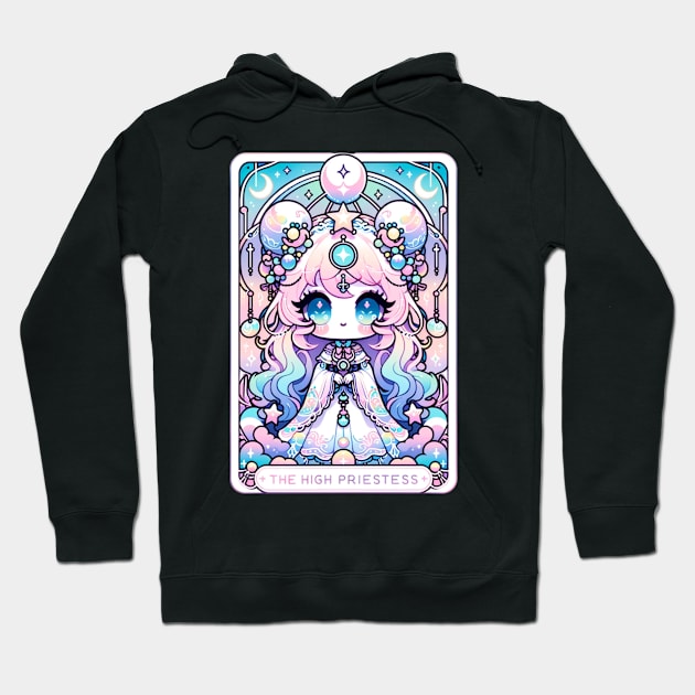 High Priestess Tarot Card Kawaii Cute Pastel Goth Anime Hoodie by Lavender Celeste